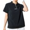 マンシングウェア Munsingwear　レディース ロゴ刺繍 パイル生地 半袖 スキッパーカラー シャツ MEWVJA07　2023年モデル ブラック（BK00）