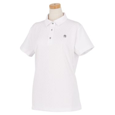 マンシングウェア Munsingwear　レディース ロゴデザイン 総柄ジャガード 半袖 ポロシャツ MGWVJA02CH　2023年モデル ホワイト（WH00）