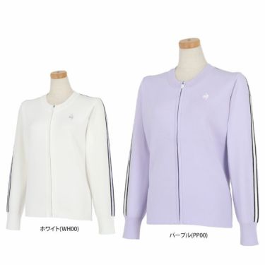 ルコック Le coq sportif　レディース RIJOUME ラインデザイン 長袖 フルジップ ニット ブルゾン QGWVJK10　2023年モデル 詳細1