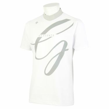 デサントゴルフ DESCENTE GOLF　メンズ ロゴデザインプリント ストレッチ 半袖 モックネックシャツ DGMVJA21　2023年モデル ホワイト（WH00）