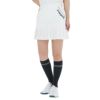 ルコック Le coq sportif　レディース ロゴ刺繍 ストレッチ 裾プリーツ インナーパンツ一体型 スカート QGWVJE06　2023年モデル ホワイト（WH00）