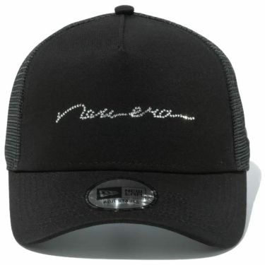 ニューエラ NEW ERA　キャップ 9FORTY A-Frame トラッカー Rhinestone ラインストーン スクリプトロゴ 13515898 ブラック　2023年モデル 詳細1