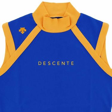 デサントゴルフ DESCENTE GOLF　レディース ロゴプリント 鹿の子 バイカラー ストレッチ ノースリーブ モックネックシャツ DGWVJA23　2023年モデル 詳細3