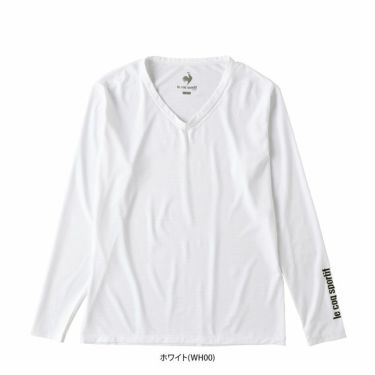 ルコック Le coq sportif　メンズ ロゴプリント メッシュ切替 ストレッチ 長袖 Vネック アンダーシャツ QGMTJM01　2023年モデル 詳細1