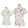 ZOY ゾーイ　レディース どんぶらこ パイナップルプリント ボーダー柄 メッシュ生地 半袖 ポロシャツ 071219062