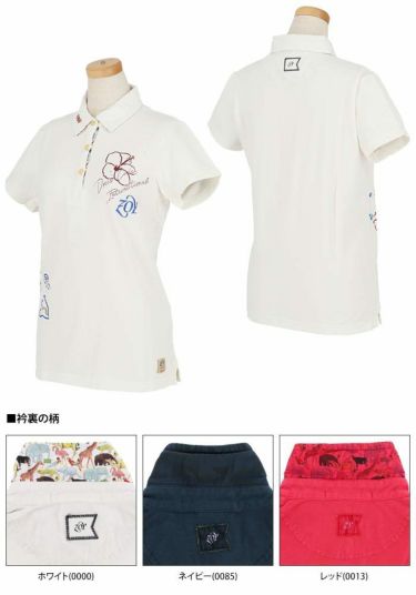 ZOY ゾーイ　レディース BOB コラボ ハイビスカスペイント 半袖 ポロシャツ 071692030 詳細2