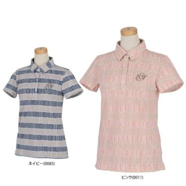 ZOY ゾーイ　レディース カラーブロック 総柄 ストレッチ 半袖 ポロシャツ 071578009 詳細1
