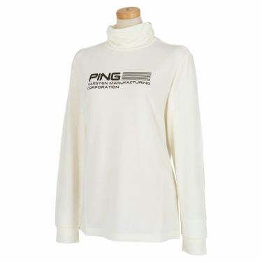 ピン PING　レディース ベア天竺 長袖 シャーリング ハイネックシャツ 622-2269012　2022年モデル ホワイト（030）