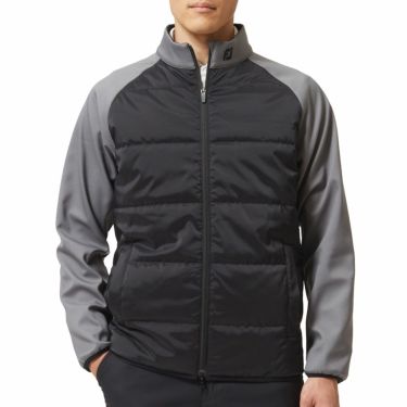 フットジョイ FootJoy　メンズ カラーブロック 中綿 生地切替 裏フリース 長袖 フルジップ ハイブリッド ジャケット FJ-F22-O06　2022年モデル チャコール/ブラック（89064）
