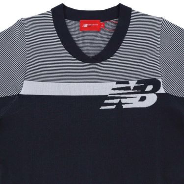 ニューバランスゴルフ　レディース WORLD ロゴジャガード ボーダー柄 長袖 クルーネック ニット プルオーバー 012-3270501　2023年モデル 詳細3