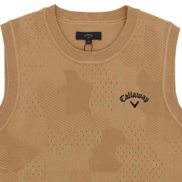 キャロウェイ Callaway　メンズ ロゴ刺繍 カモフラージュ柄 ジャカード クルーネック ニット ベスト C23219100　2023年モデル 詳細3