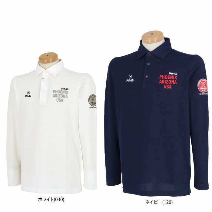 ピン PING　メンズ バックプリント ストレッチ 長袖 ポロシャツ 621-3261801　2023年モデル 詳細1