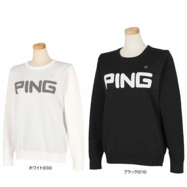 ピン PING　レディース 軽量 ビッグロゴ 長袖 クルーネック ニット プルオーバー 622-3270802　2023年モデル 詳細1