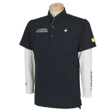 ルコック Le coq sportif　メンズ ボーダー柄 半袖 ポロシャツ & 長袖 Vネック インナーシャツ QGMWJA04W　2023年モデル ネイビー（NV00）