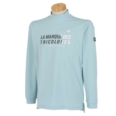 ルコック Le coq sportif　メンズ UVカット ロゴプリント 長袖 モックネックシャツ QGMWJB03　2023年モデル ブルー（BL00）