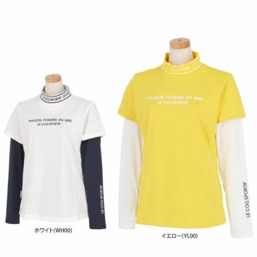 ルコック Le coq sportif　レディース ロゴプリント 半袖 リブ衿 モックネックシャツ & 長袖 Uネック インナーシャツ QGWWJA03W　2023年モデル 詳細1