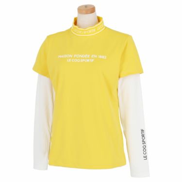 ルコック Le coq sportif　レディース ロゴプリント 半袖 リブ衿 モックネックシャツ & 長袖 Uネック インナーシャツ QGWWJA03W　2023年モデル イエロー（YL00）