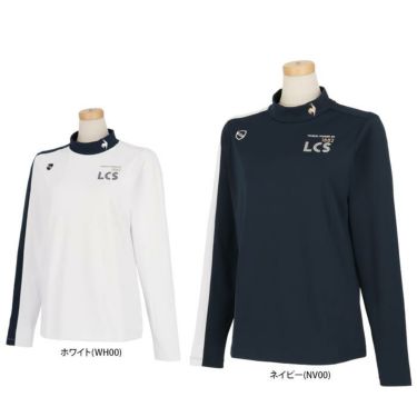 ルコック Le coq sportif　レディース ストレッチ アシンメトリーデザイン ライン配色 長袖 ハイネックシャツ QGWWJB04　2023年モデル 詳細1