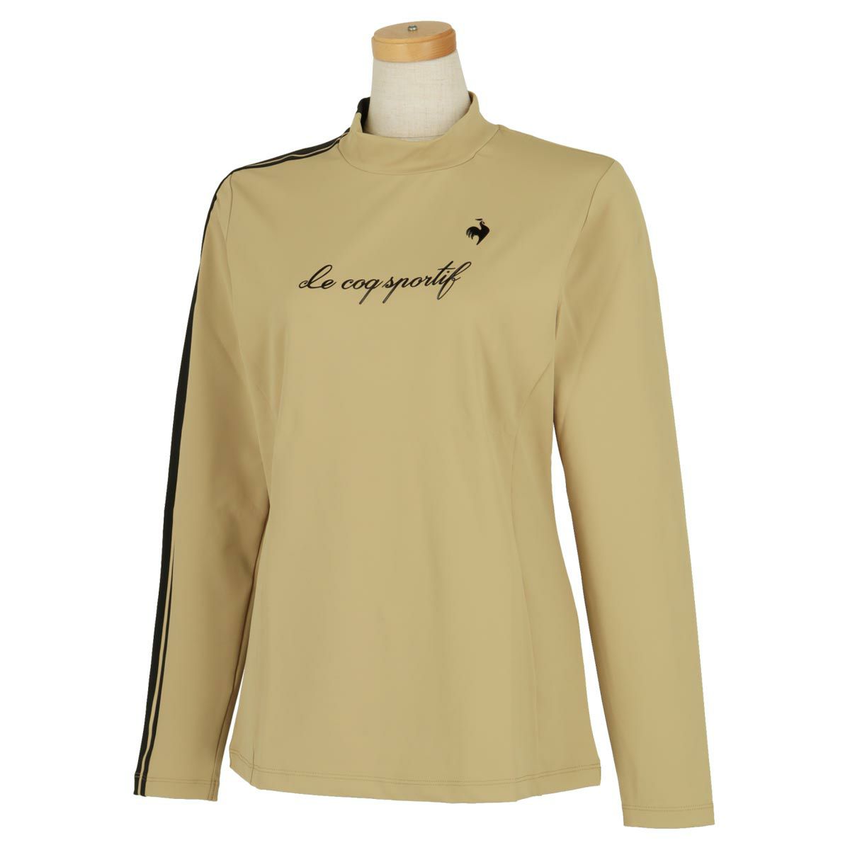 ルコック Le coq sportif　レディース RIJOUME アシンメトリーデザイン サイドライン配色 長袖 モックネックシャツ QGWWJB21　2023年モデル ベージュ（BG00）