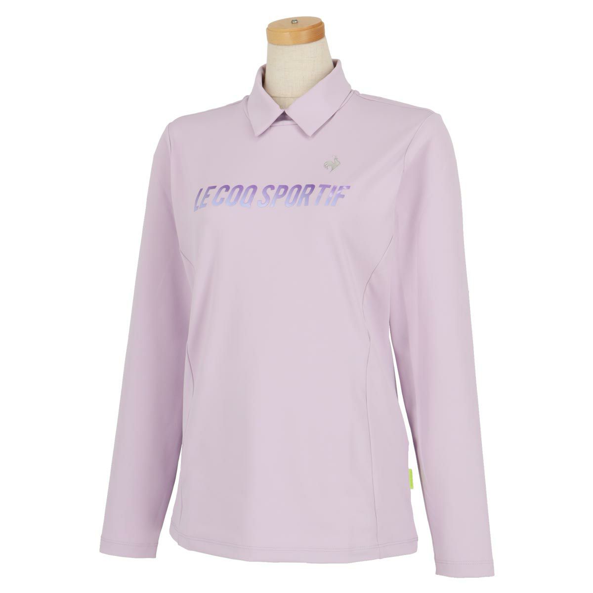 ルコック Le coq sportif　レディース RIJOUME ストレッチ グラデーションロゴプリント 長袖 変形衿 シャツ QGWWJB22　2023年モデル パープル（PP00）