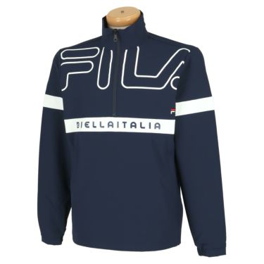 フィラ FILA　メンズ カラーブロック 4WAYストレッチ ロゴプリント 長袖 ハーフジップ ブルゾン 783-260　2023年モデル ネイビー（NV）