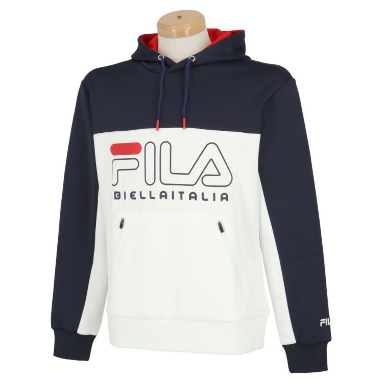 フィラ FILA メンズ トリコロール配色 UVカット 長袖 プルオーバー スウェット パーカー 783-460 2023年モデル | 【公式】有賀園 ゴルフオンラインAGO