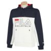 フィラ FILA　メンズ トリコロール配色 UVカット 長袖 プルオーバー スウェット パーカー 783-460　2023年モデル ホワイト（WT）