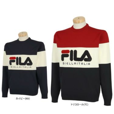 フィラ FILA　メンズ 軽量 サガラ刺繍 カラーブロック 長袖 クルーネック セーター 783-761　2023年モデル 詳細1