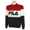 フィラ FILA　メンズ 軽量 サガラ刺繍 カラーブロック 長袖 クルーネック セーター 783-761　2023年モデル トリコロール（TC）