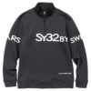 SY32 by SWEET YEARS　メンズ ロゴプリント ストレッチ 長袖 ハーフジップシャツ SYG-23A02　2023年モデル ブラック（001）