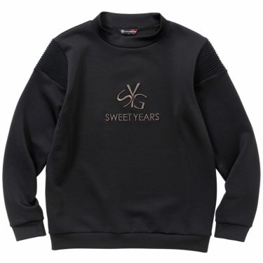 SY32 by SWEET YEARS　メンズ 立体刺繍ロゴ アコーディオンリブ ストレッチ 長袖 スウェット プルオーバー SYG-23A27　2023年モデル ブラック（001）