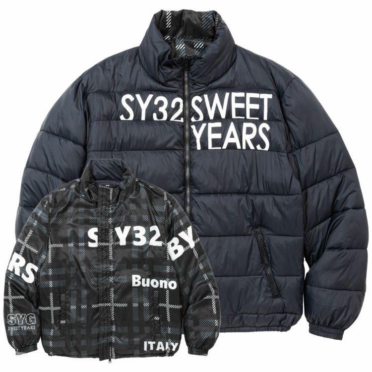 SY32 by SWEET YEARS メンズ ロゴデザイン リバーシブル 中綿入り 長袖