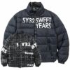 SY32 by SWEET YEARS　メンズ ロゴデザイン リバーシブル 中綿入り 長袖 フルジップ ジャケット SYG-23A44　2023年モデル ブラック（001）