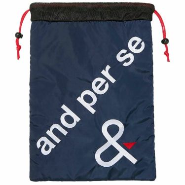 アンパスィ and per se　巾着型 ロゴ刺繍 ユーティリティバッグ AUF7103 30 ネイビー　2023年モデル ネイビー（30）