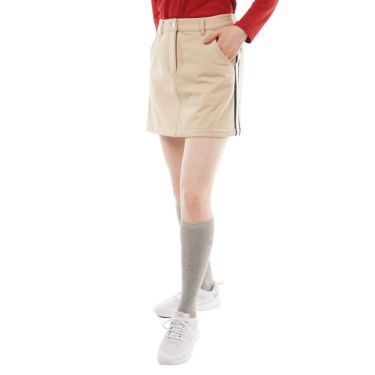 トミー ヒルフィガー ゴルフ　レディース 防風 ストレッチ サイドライン 裏フリース ボンディング スカート THLA382　2023年モデル サンドベージュ（28）