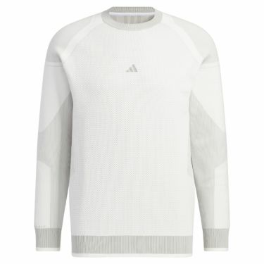 アディダス adidas　メンズ PRIMEKNIT ロゴ刺繍 編地切替 長袖 クルーネック セーター DJK97　2023年モデル ホワイト（HZ6065）