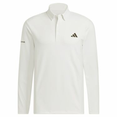 アディダス adidas　メンズ ロゴデザイン 長袖 ボタンダウン ポロシャツ MKR93　2023年モデル ホワイト（HY0927）