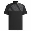 アディダス adidas　メンズ ロゴデザイン ストレッチ 半袖 モックネックシャツ MKR94　2023年モデル ブラック（HY0941）