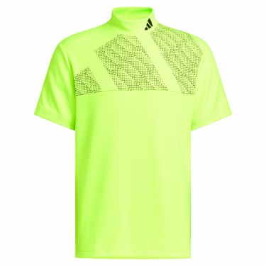 アディダス adidas　メンズ ロゴデザイン ストレッチ 半袖 モックネックシャツ MKR94　2023年モデル ルシッドレモン（HY0942）