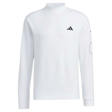 アディダス adidas　メンズ ロゴデザイン ストレッチ 長袖 モックネックシャツ MKS17　2023年モデル ホワイト（HY0933）