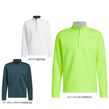 アディダス adidas　メンズ 撥水 総柄 ロゴデザイン ストレッチ 長袖 ハーフジップ プルオーバー NCM27　2023年モデル 詳細1