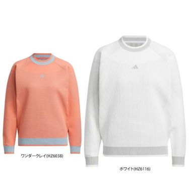 アディダス adidas　レディース バイカラー 長袖 クルーネック セーター DJL19　2023年モデル