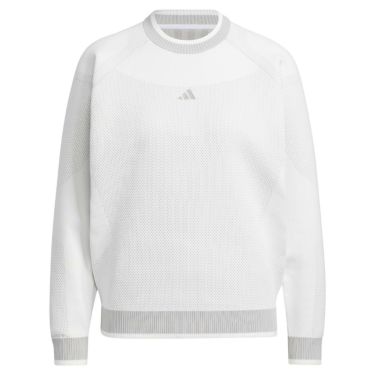 アディダス adidas　レディース バイカラー 長袖 クルーネック セーター DJL19　2023年モデル ホワイト（HZ6116）