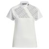 アディダス adidas　レディース ロゴプリント メッシュライン フレンチスリーブ モックネックシャツ MKS49 ホワイト（HY0915）