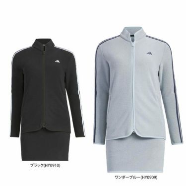 アディダス adidas　レディース スリーストライプス 長袖 フルジップ ジャケット & インナーパンツ一体型 スカート フリースセットアップ MKS69　2023年モデル 詳細2