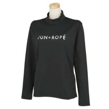 ジュン アンド ロペ JUN ＆ ROPE　レディース ロゴプリント ベアスムース ストレッチ 長袖 モックネックシャツ ERM33150　2023年モデル ブラック（01）
