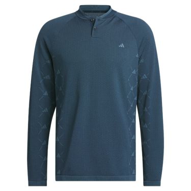 アディダス adidas　メンズ ULTIMATE365 総柄 柄切替 ストレッチ 長袖 サイドシームレス スタンドカラー シャツ NCM12　2023年モデル カレッジネイビー（HY1792）