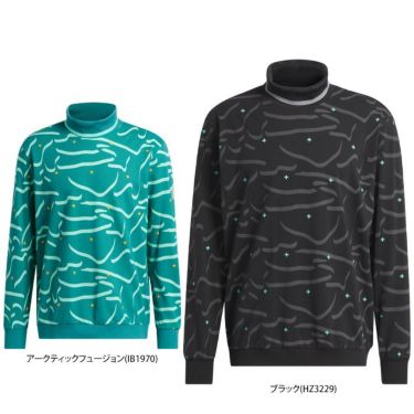 アディダス adidas　メンズ ADICROSS 総柄 ゴルフコースモチーフ 長袖 タートルネックシャツ NBY57　2023年モデル 詳細1