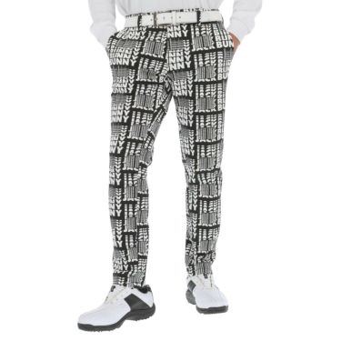 ジャックバニー Jack Bunny!!　メンズ 総柄プリント タイポグラフィ柄 2WAYストレッチツイル ロングパンツ 262-3231921　2023年モデル ブラック（010）