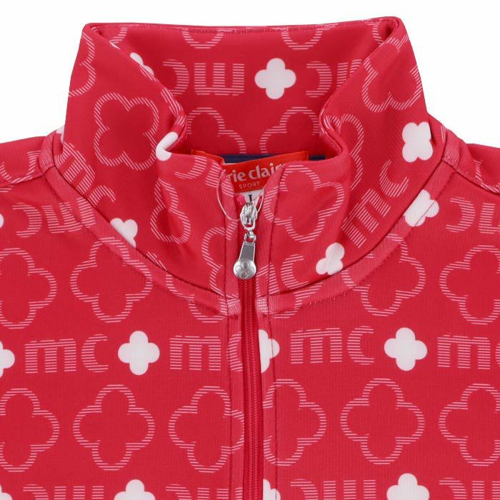 マリクレール marie claire　レディース モノグラムプリント 総柄 裏起毛 ストレッチ 長袖 ハーフジップシャツ 733-505　2023年モデル 詳細3